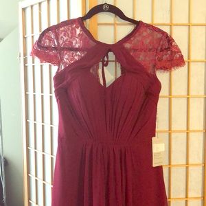 Burgundy chiffon formal/semi formal maxi dress